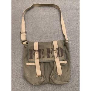 FEED Women Green Canvas Messenger Bag Shoulder
